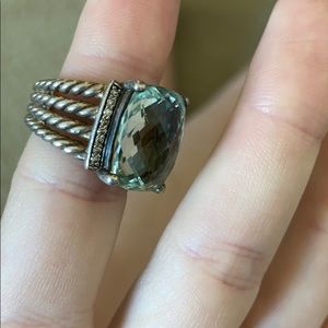 David Yurman Wheaton Ring w/ Prasiolite & Diamonds